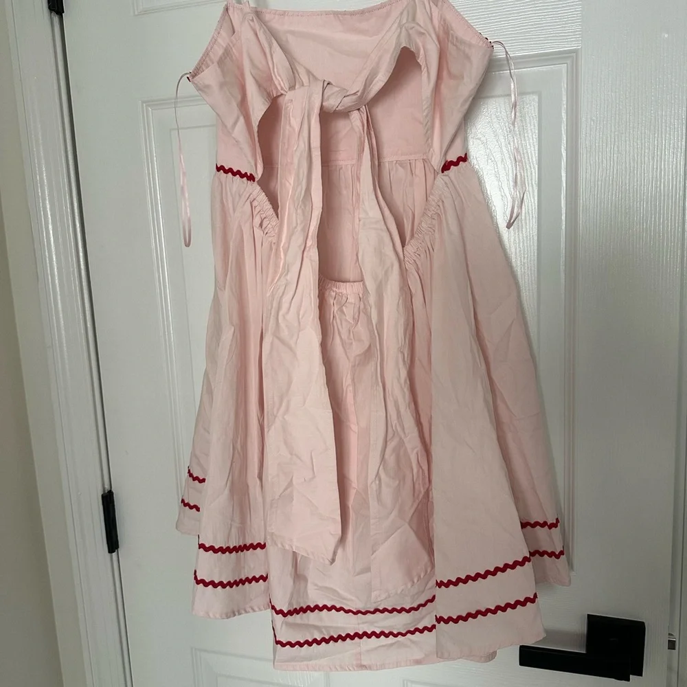 Francesca's Kelly Bow Back Ric Rac Pattern Mini Dress, Large - Picture 5 of 7